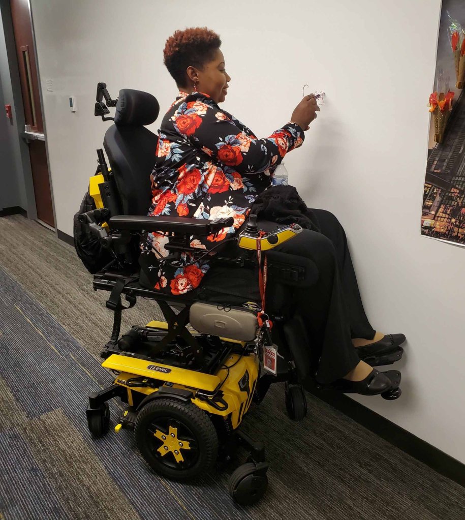 Merlisha uses iLevel on her Quantum power wheelchair