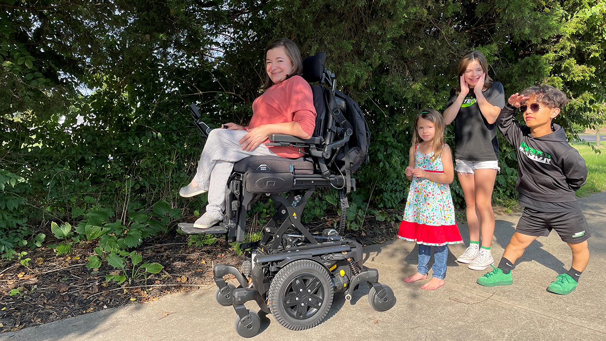 Kara uses the backup camera on her Quantum Rehab Wheelchair to see what's behind her