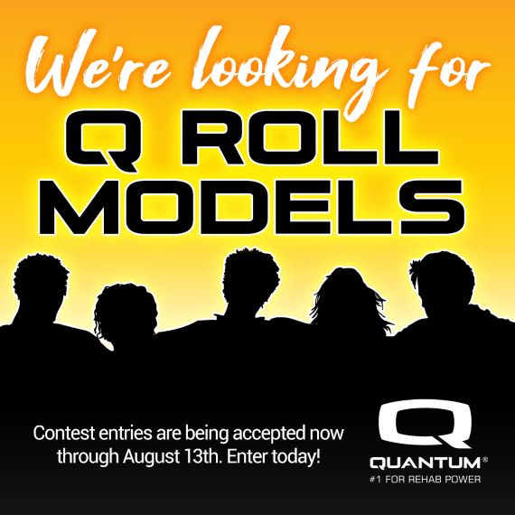 Image for the Quantum Roll Model Contest. A Yellow background with silhouettes of people in the foreground. Text that reads "We're looking for Q Roll Models