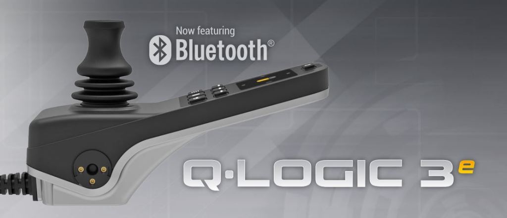 Image of a Q-Logic 3e controller with a "Now Featuring Bluetooth" text at the top.