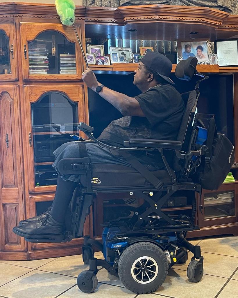 Paul Amadeus Lane uses a Quantum Rehab Wheelchair with iLevel