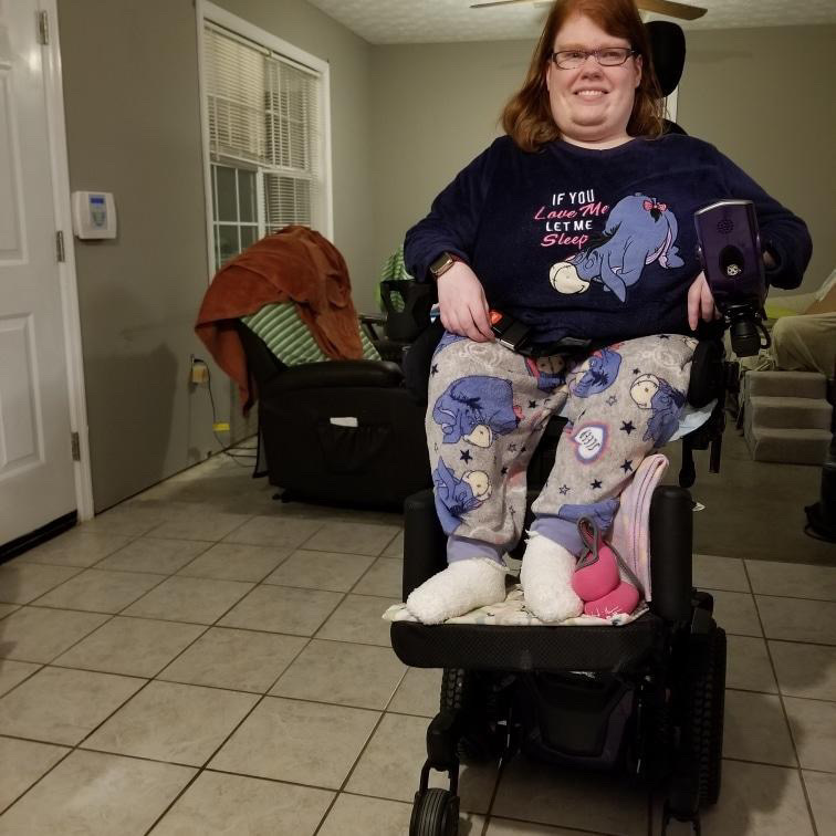 Amanda in her Quantum Power Wheelchair